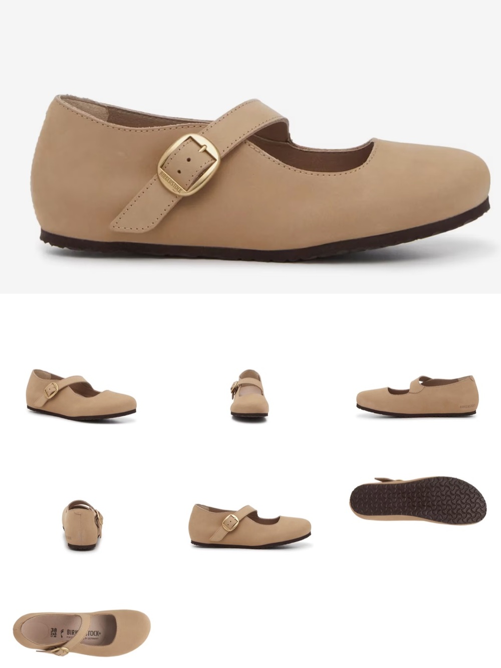 Birkenstock Women’s Tracy Mary Jane Flats in Sand with Gold Buckle 40 L9 NIB